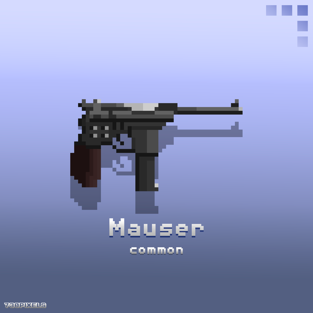 730pixels's tweet photo. Mauser - Common.
(Red 9, Resident Evil 4). Semi-automatic pistol from 1870 with a very characteristic design in wood and iron. Many can identify it as Luis's weapon in RE4.

#pixelart #gamedev #fanart https://t.co/nEaLIyOPBL