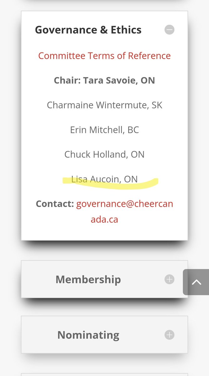 DuckieDD2's tweet photo. @CheerFessions1 Let's talk about the connections to Cheer Canada. I mean, his wife is on, of all things, the Governance and Ethics Committee. https://t.co/cNn05ZaHaG