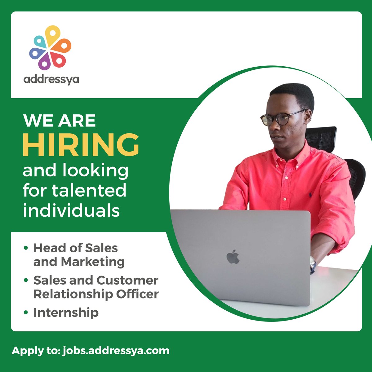 We are looking for result-driven individuals to join our fast-paced startup to boost our sales in #Uganda and #Rwanda

Apply here: jobs.addressya.com

#jobs #job #Kigali #sales #startup #EastAfrica  #Kampala #Kigali #hiring #recruiting #talents