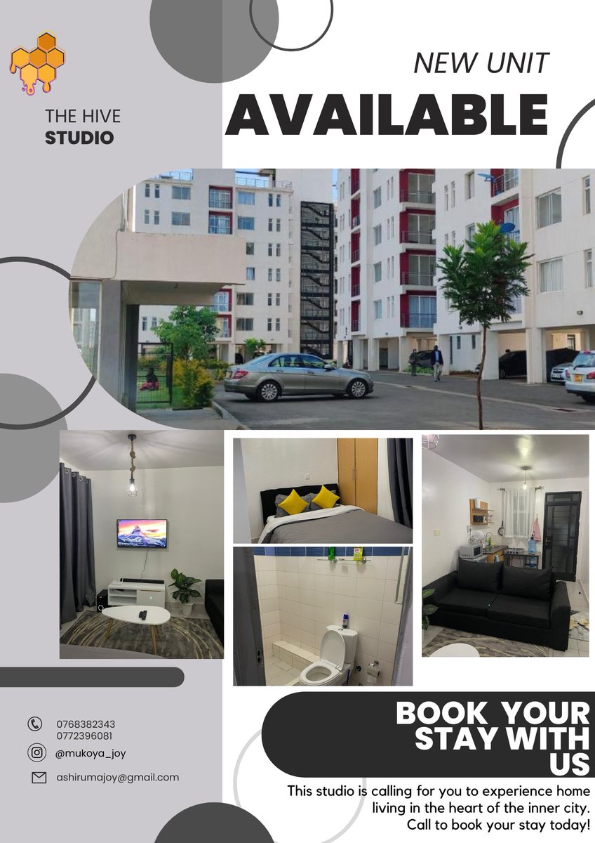 AshirumaJoy's tweet photo. Studio Apartment Available
Rates are KES 2500 per day( short stays) and KES 500 off for long stays 
Book your stay with us today https://t.co/TgrVrVvovG