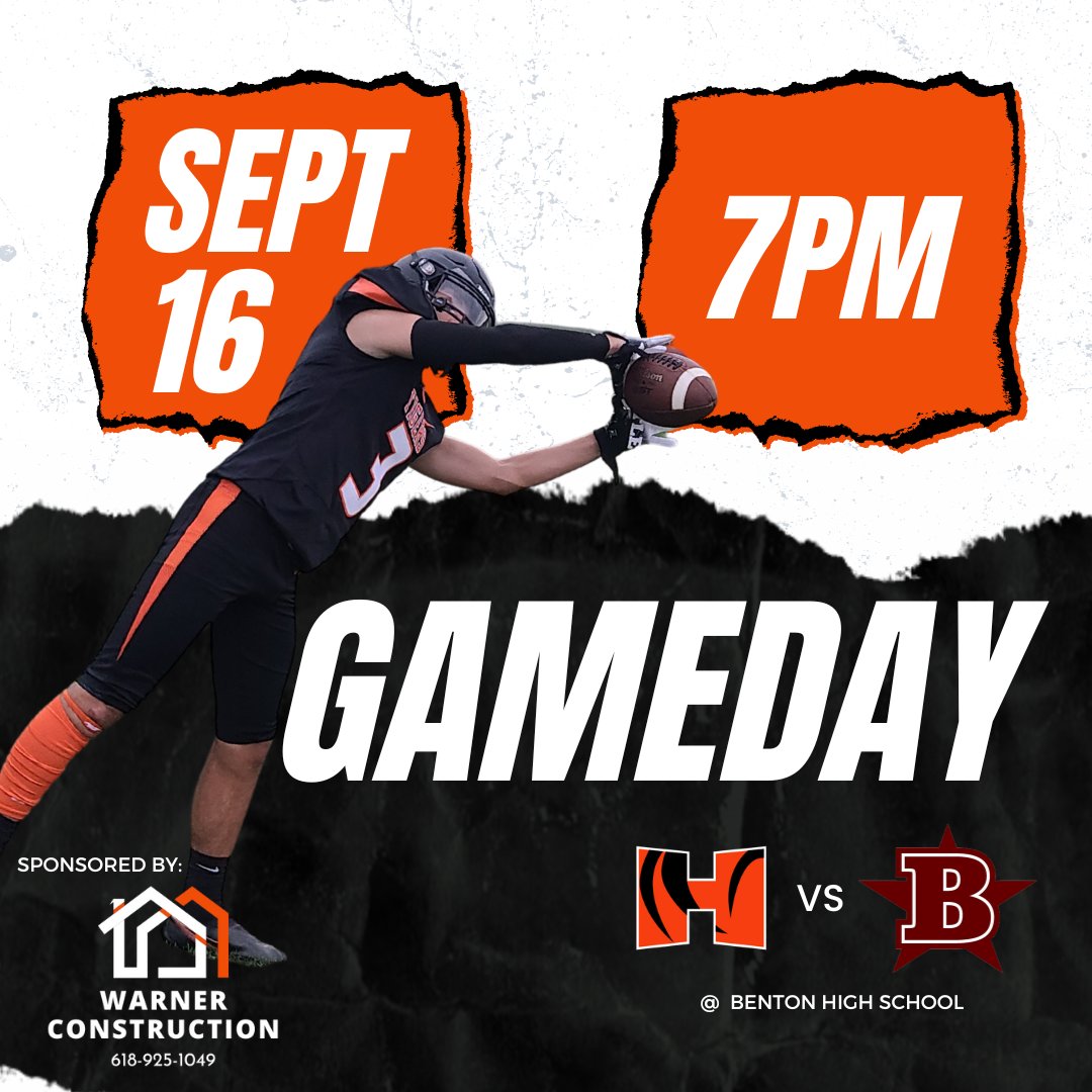 IT'S HERRIN TIGER GAMEDAY!! 🏈🐾

🏈 Herrin Tigers 🆚 Benton Rangers
⏰ Kickoff 7:00 
📍 Benton High School

🎧 103.5 ESPN

Tonight's game is sponsored by Warner Construction