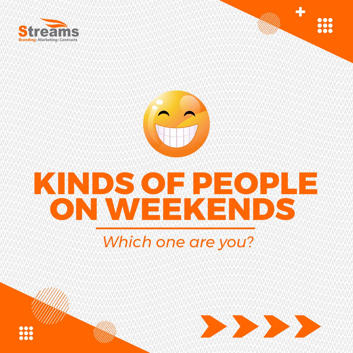 streamsng's tweet photo. It's Friday and we're excited about the weekend already. Which group do you belong?
#streamsng #tgif #FridayVibes https://t.co/NafRukFDie
