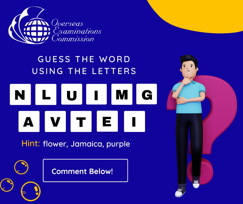 OverseasExams's tweet photo. Unscramble the letters to spell the word. Use the hint to help then share your answer in the comment below.

#OECFun #Game #TGIF https://t.co/OEZhBtq8MB