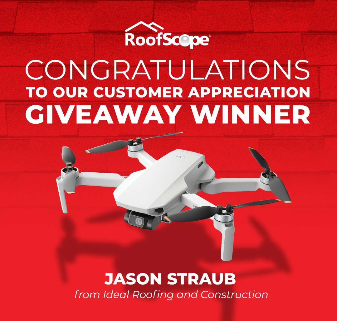 roofscope's tweet photo. Congrats on your new drone, Jason! We're looking forward to seeing what you can do with it. Thanks to everyone who entered our customer appreciation giveaway contest—we really appreciate your support.
#dronegiveaway #RoofScope #aerialmeasurement #aerialimagery https://t.co/vm1EO29Ish