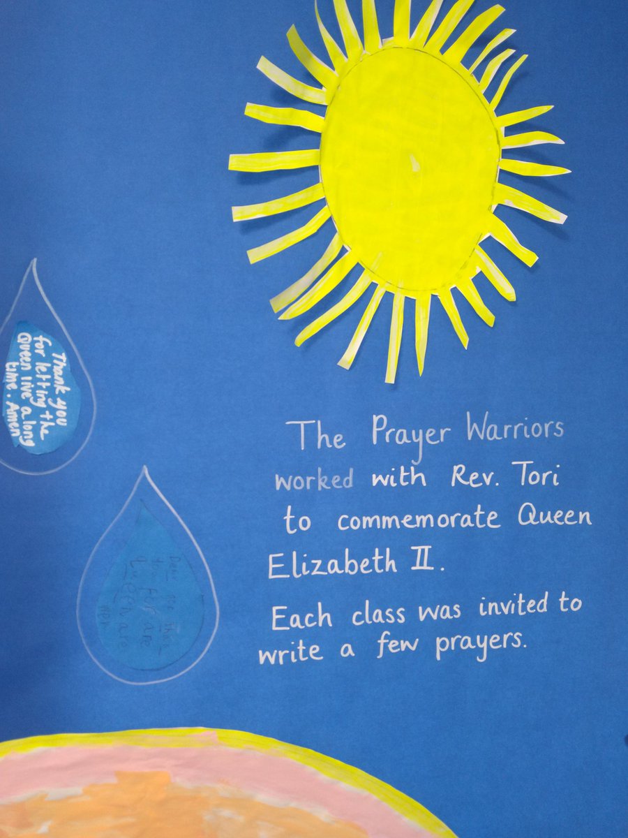 Our Prayer Warriors have been working with Reverend Tori to create artwork and prayers to commemorate Queen Elizabeth II <a href="/CeHeartwood/">Heartwood CE VC Primary and Nursery School</a>