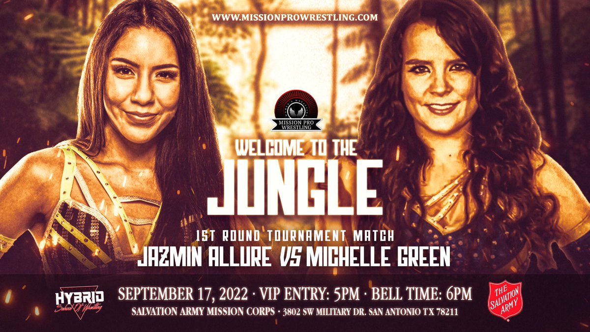 #MPWWelcometotheJungle is TOMORROW!!!! SECOND ROW VIP TICKETS still available at missionprowrestling.com! Watch LIVE at 6 pm CST on @TitleMatchWN! #WomensWrestling #Wrestling #SanAntonio