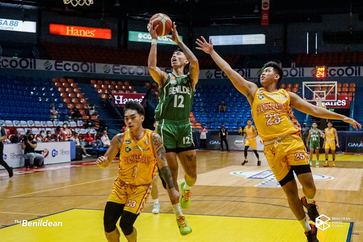 TheBenildean's tweet photo. The #BenildeBlazers defeated the San Sebastian Stags, 100-94, extending their early season winning streak in men's basketball in the #NCAASeason98 tournament earlier today, Sept. 16, at the FilOil EcoOil Center.

Caption by Anna Laganzon
Photos by Kevin Sembrano https://t.co/XuW4bcNCyY