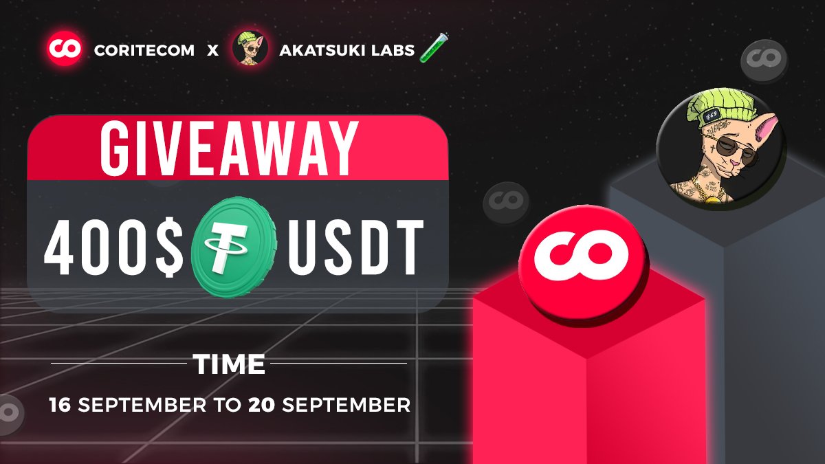 ⚔️ Partnership With @Coritecom

🎟️ Giveaway -
🎁 Total Pool ( $400 ) USDT !! 

To Enter - 
1⃣ Follow <a href="/AkatsukiLabs/">Akatsuki Labs</a> &amp; @Coritecom
2⃣ ❤️,RT &amp; Tag 3 friends
3️⃣ Finish Gleam Task 👉 wn.nr/DgcLcV

⏰ 20 Sep
#Airdrop #NFTGiveaway #NFTs
