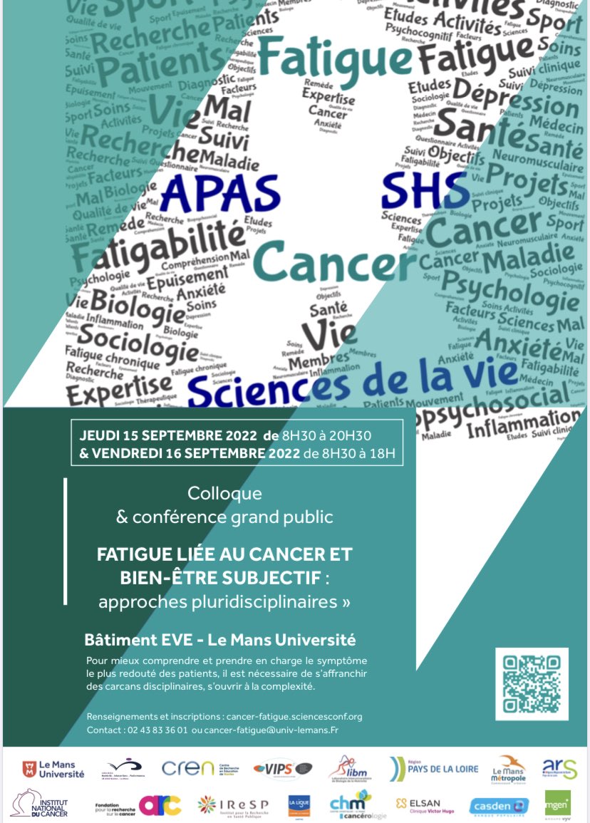 teamATPA's tweet photo. La @teamATPA au Colloque "La fatigue liée au cancer et bien-être subjectif" à @LeMansUniv

Programmation de qualité 💯 Merci aux organisateurs d’avoir permis tous ces riches échanges ! @LaboMIP 🙏🏼 

Belle occasion de retrouver les collègues du @LIBM_lab 💯 https://t.co/BMJ6TQL4Jl