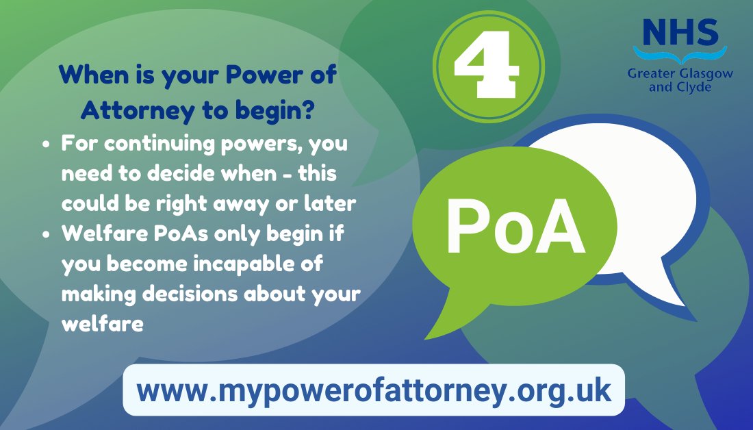 NHSGGC_FCP's tweet photo. Your #PoA may sit in a drawer for years but is good to have. Choose when you want your Financial PoA to be activated – before or after you lose capacity. Welfare PoA will only be activated when you lose capacity.
For more info 👉 https://t.co/43bOTTykmD
@nhsggc @NHSGGCCarers https://t.co/FQsW5R2d6n