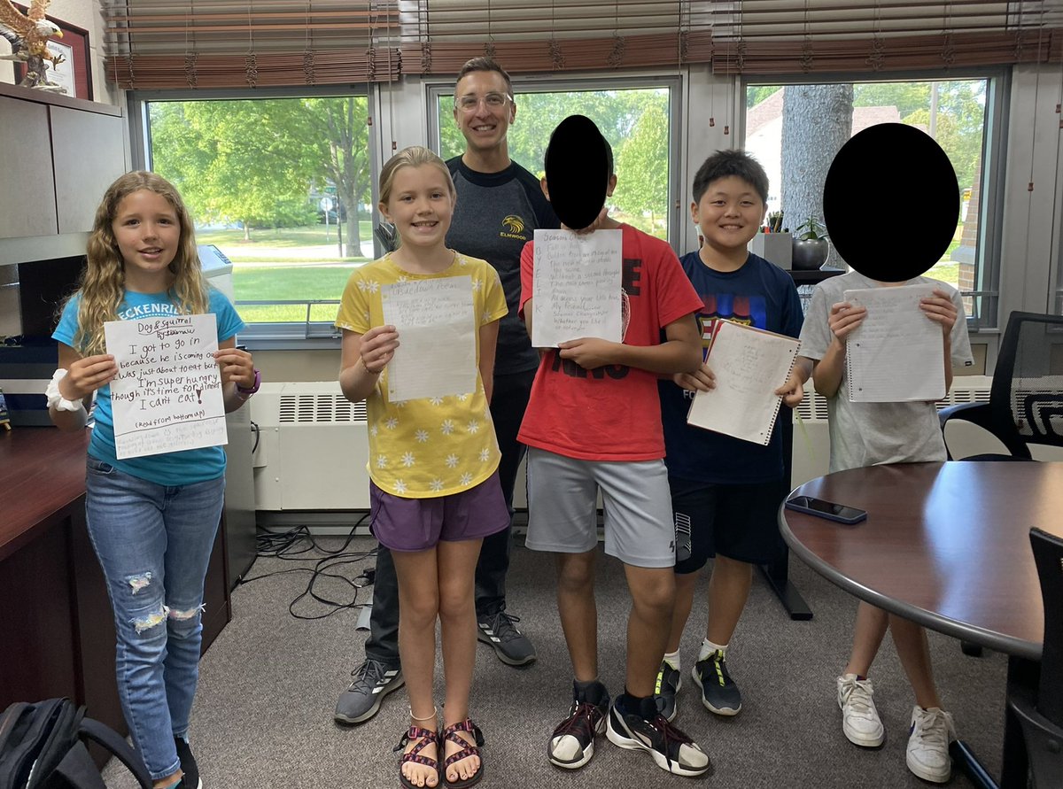 ElmwoodKreiling's tweet photo. #5PI read their #UpsideDownPoems to @MattLanges this morning! #sendmetotheprincipal #lovemystudents #elmwoodeagles #PartnersinGrowth https://t.co/hs4hubkgOt
