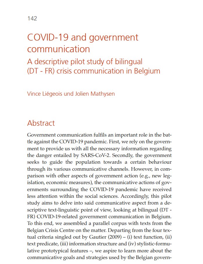 VinceLiegeois's tweet photo. Very happy that our paper (W/@JolienMathysen) on #COVID19 #GovernmentCommunication in Belgium has been published OA! Many thanks to the editors @FranziskaSchmi, @sylviajaki and @thmandl for the nice collaboration! #WissenUmCorona
 https://t.co/BpVbkfB4kI https://t.co/gwNL3RU2ET