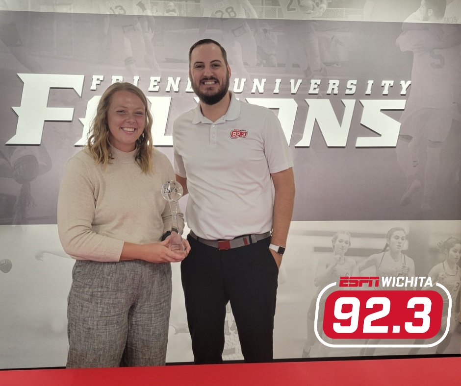 ESPNWichita's tweet photo. Another Honorary ESPY has been delivered! Yesterday, we gave the award to our Small College Female Athlete of the Year - @kortney_schutt of @FriendsFalcons! https://t.co/mYQu7f4puB