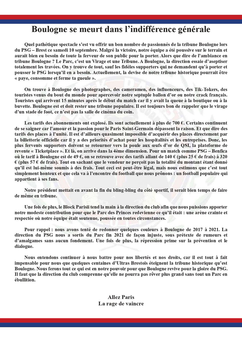 Communiqué du Block Parisii 🔴🔵