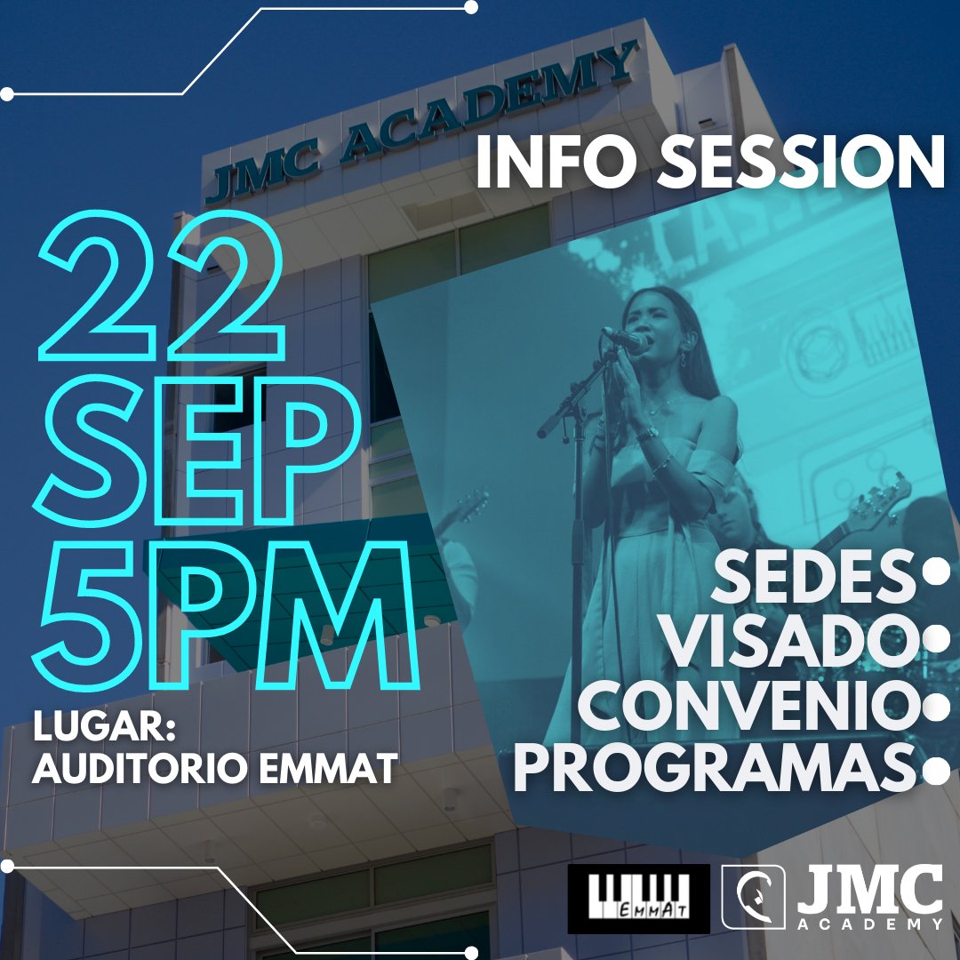 Los invitamos a la sesión informativa sobre <a href="/JMCAcademy/">JMC Academy</a> donde hablaremos acerca de la institución, sus sedes, programas, el acuerdo académico con EMMAT, trámites de visado y ¡Mucho más!
✅Entrada gratuita con inscripción previa, en el siguiente link:forms.gle/p4NLunNZCT6tuq…
#EMMAT