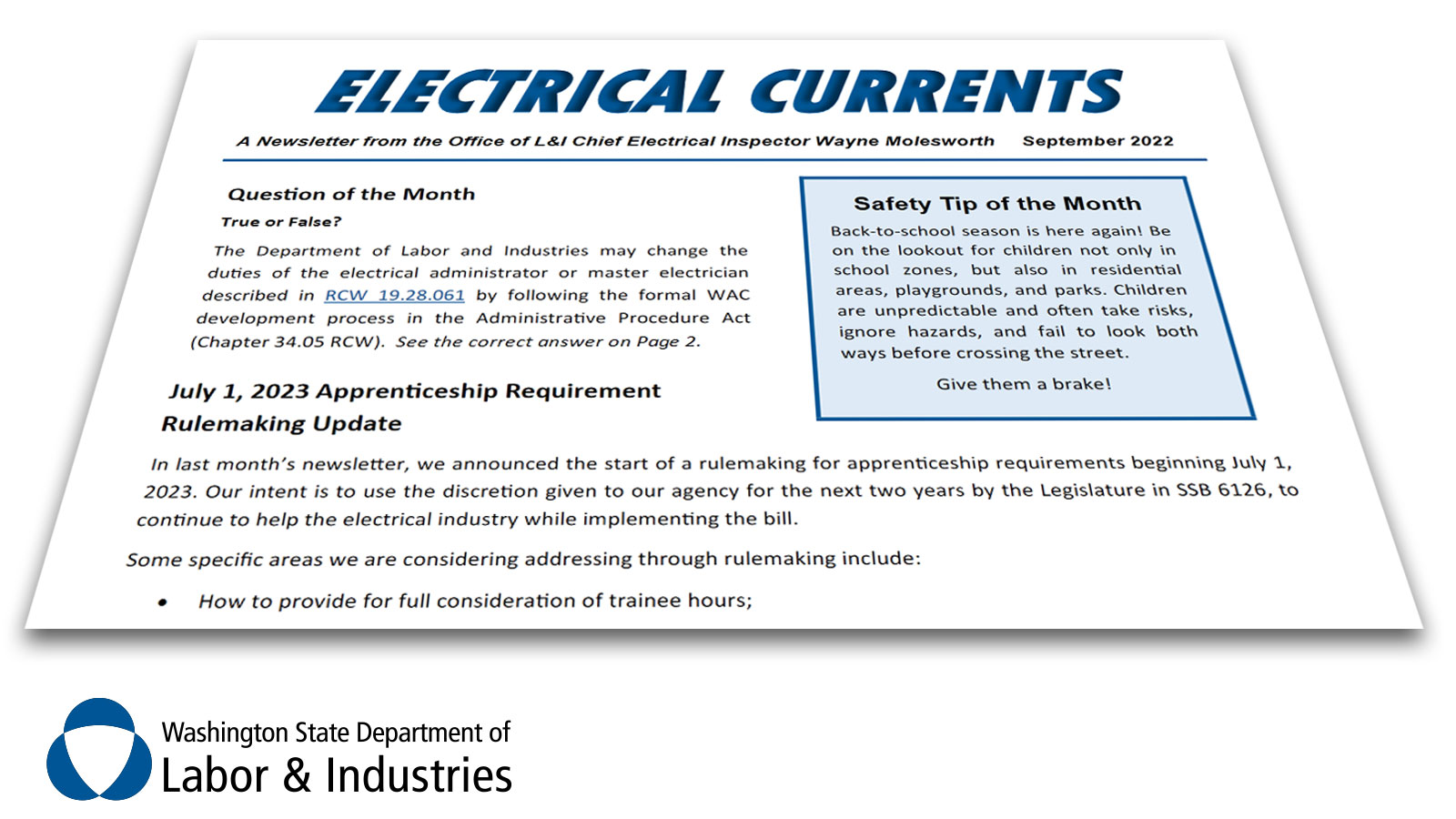 Labor & Industries on Twitter "September Electrical Currents is here