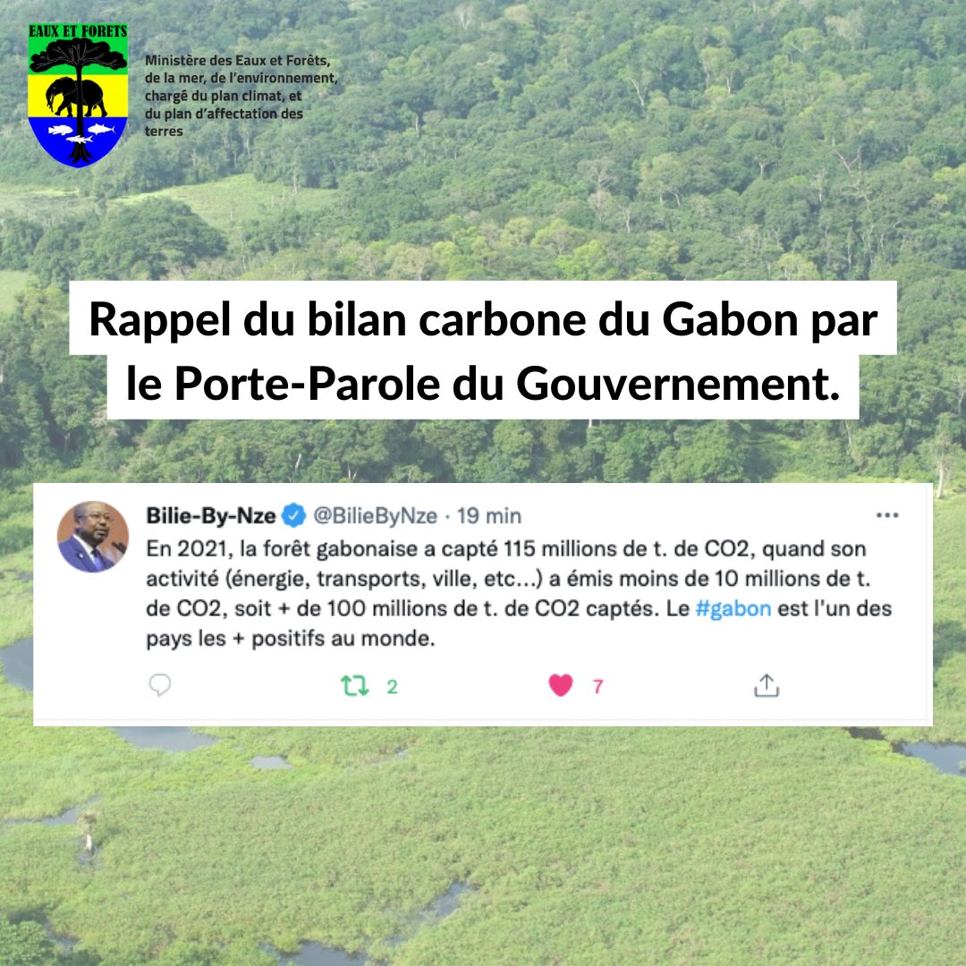 Le Porte-Parole du Gouvernement, <a href="/BilieByNze/">Bilie-By-Nze</a> nous rappelle le bilan carbone qui a placé le Gabon parmi les leaders climatique du monde.