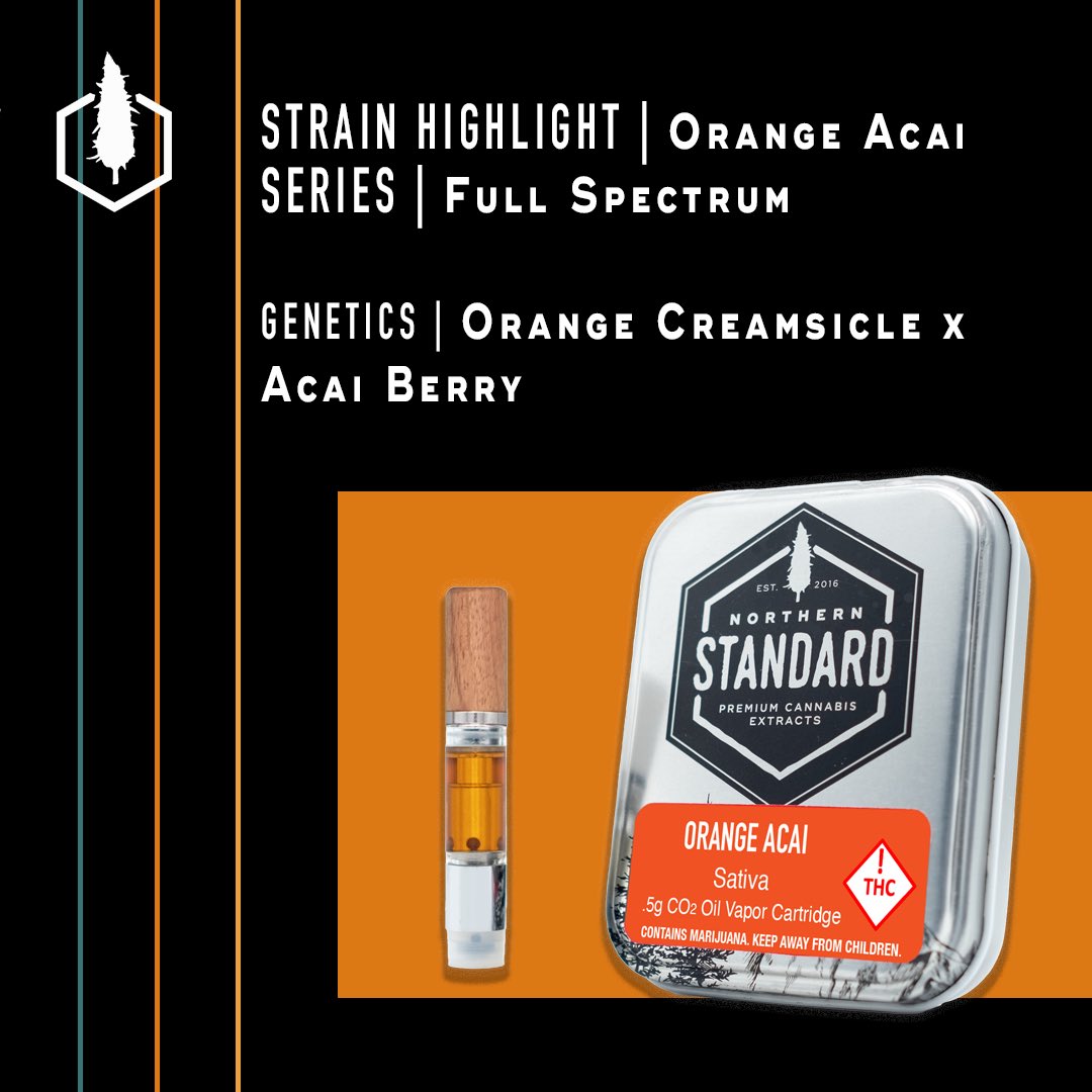 northernstnd's tweet photo. Orange Acai is a wonderfully uplifting choice, a perfect aperitif to pair with your favorite wine that will lift, excite and ready you for your first course. #peakexperience #northernstandard #sativa #vape #high #orangeacai #fall2022 #Mmemberville https://t.co/hd9EvpiqjX
