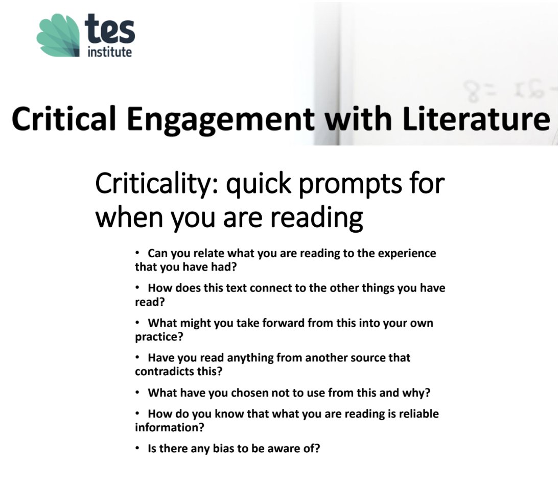 AlisonKLawton1's tweet photo. What a week! Our iPGCE students ended their first week with a fascinating lecture, delivered by my colleague Joanne Knight, sharing the importance of criticality. Looking forward to discussing critical reflection in more depth in our upcoming student seminars #ipgce #tesinstitute https://t.co/nthYhNqOL2