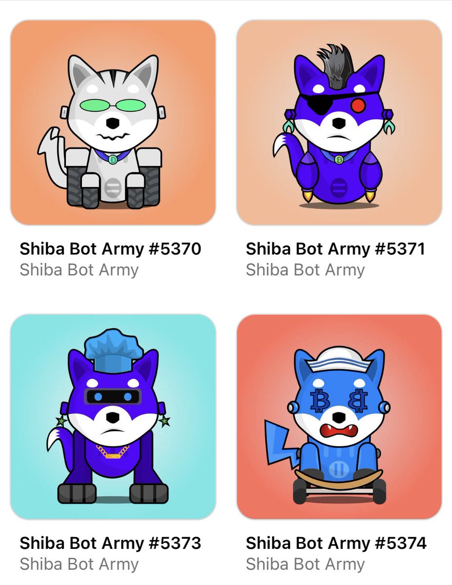Done with the shopping for the day! Got some <a href="/BotArmyClubNFT/">Shiba Bot Army- Phase 2 Mint Is Live</a> for myself 🤗

#NFTCommumity #NFTCollectibles #Shib