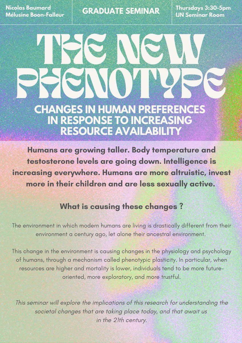 Glow up of our seminar on the future of human behavior with Nicolas Baumard  ✨