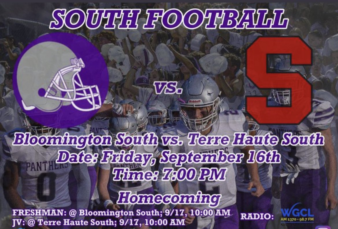 🚨HOMECOMING FOOTBALL🚨 South battles Terre Haute South tonight‼️ A lot on the line tonight🫣 Pack the stands and support the team👀