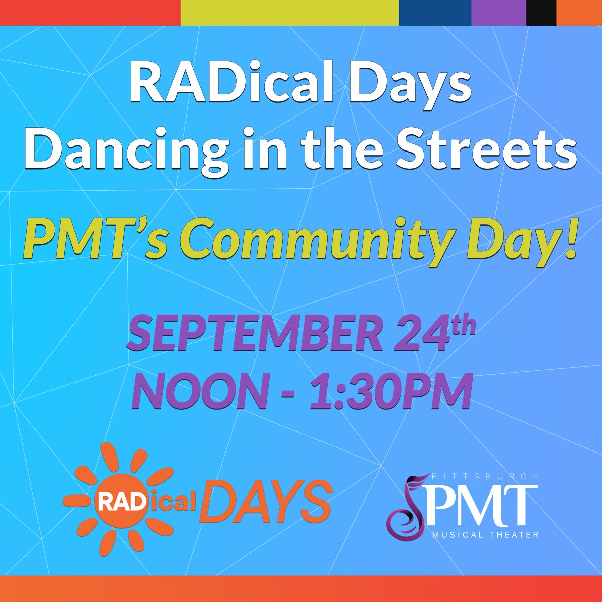 PMTMusicals's tweet photo. Join us in one week at the West End Canopy at PMT for our #RADicalDays celebration!
Featuring a fun, high energy performance from the PMT Superstar Squad! Local vendors and special guests will be in attendance. @radworkshere #RadWorksHere #DancingInTheStreets #RADicalDays2022 https://t.co/7Xam2HlXKg