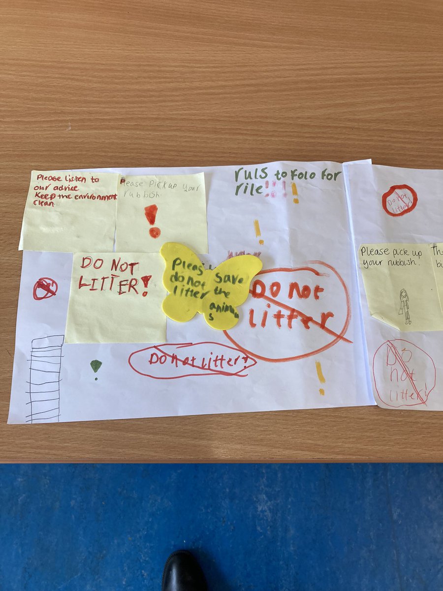 East_WemyssPS's tweet photo. A group of P4 children took it upon themselves to create a poster encouraging everyone to pick up that litter in the playground and shared it at assembly. Leadership in action! #RespectTeamwork https://t.co/MxmbB3CLtB