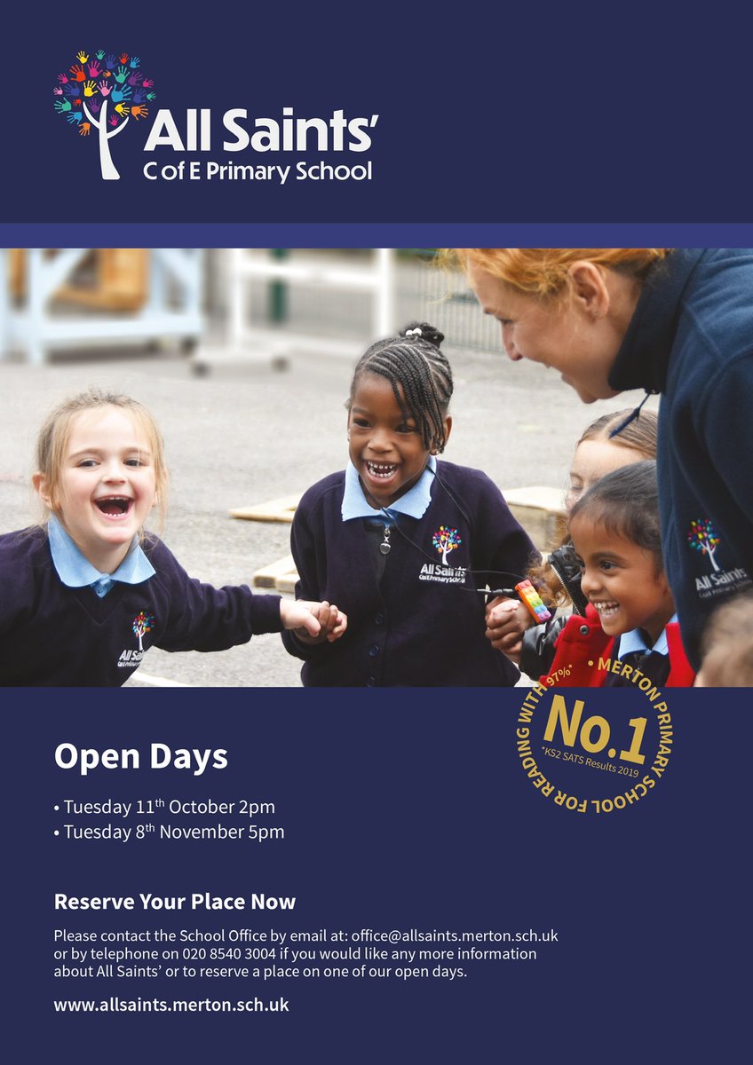 Looking for a nursery or reception place for your child, please register for one of All Saints’ Open Days #Wimbledon #merton