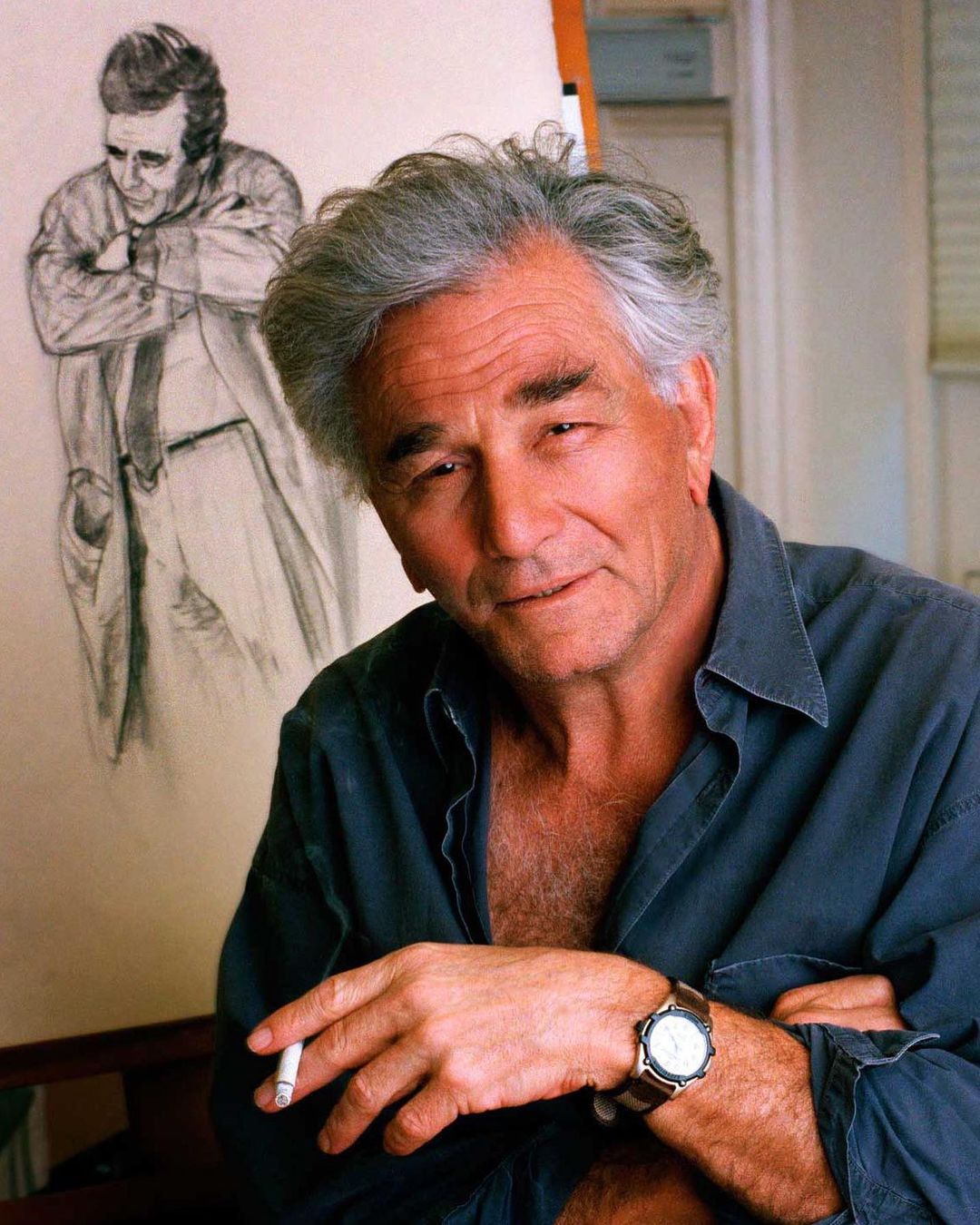 MUBI on X: Peter Falk and self-portrait (as Columbo.)