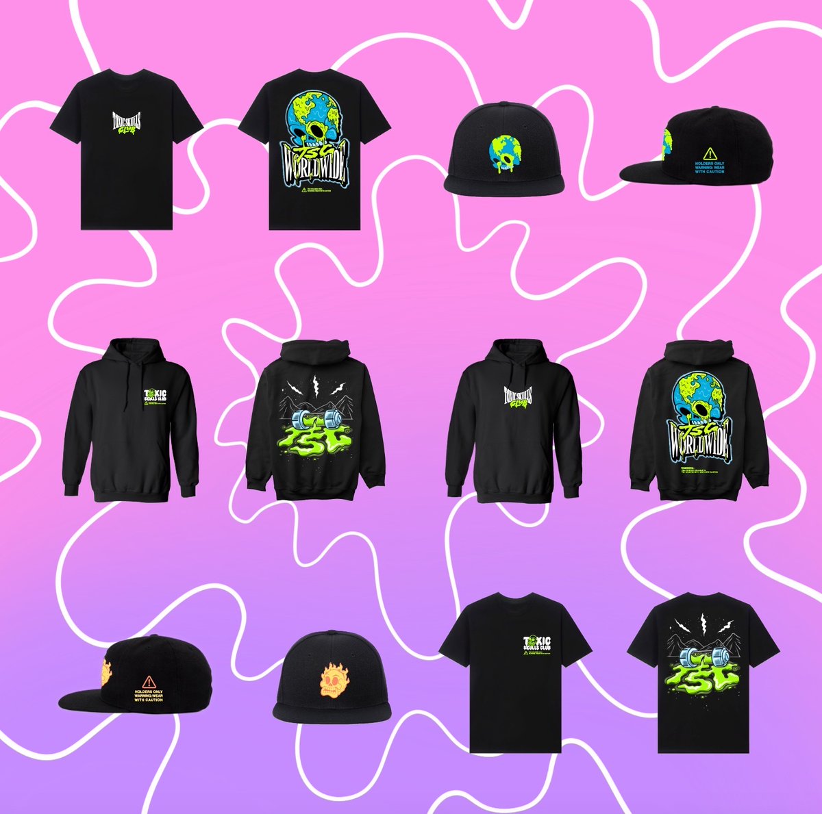 ToxicSkullsClub's tweet photo. Our merch store is now open.

Please visit our discord for all the official links and information. 

#StayToxic #ToxicSkullsClub #NFTCommunity #Merch #holdersmerch https://t.co/7bT99TicZM