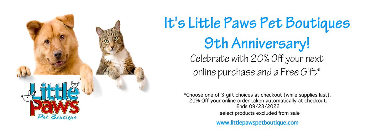 GidgetLPPB's tweet photo. Celebrate with us! Online sale, free gift with online purchase and giveaway contest on Instagram and Facebook https://t.co/WibO9RKz5e. #littlepawspetboutique #Dog #cat #petboutique #onlineshopping #sale #anniversary #GiveawayAlert https://t.co/arLUzMuX9F