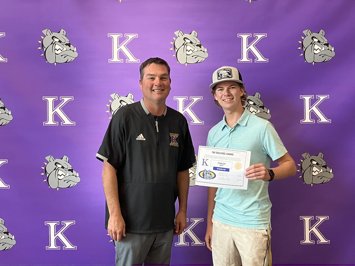 Congrats to Ethan Cox on his selection for the junior Bulldog Award for the month of September! #TeamUpKSD #BeABulldog