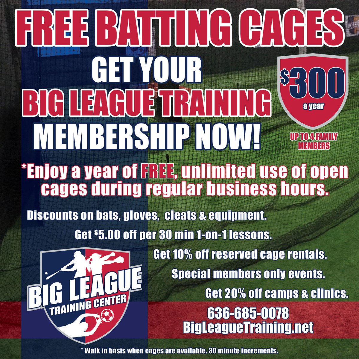 BigLeague_Train's tweet photo. Get your family membership now! Bring the whole family up to hit in the cages! Enjoy discounts on gloves, bats, lessons and more! Sign up online at https://t.co/DR5yfwF2MD. https://t.co/KAjaCx7XSm