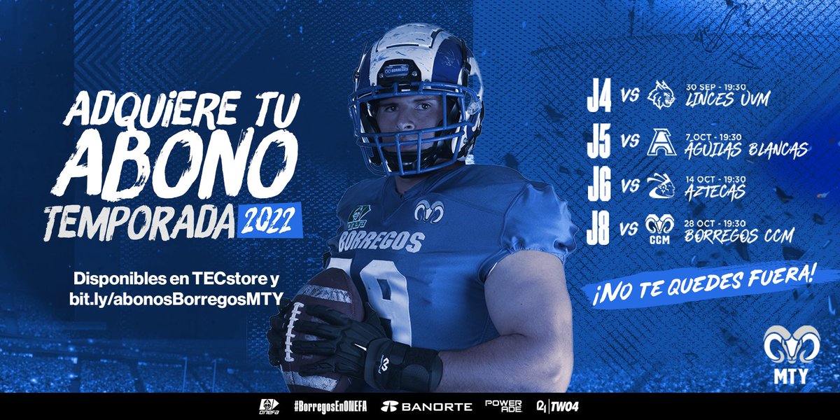 ¡LLAMANDO A TODOS LOS BORREGOS! La temporada 2022 está a la vuelta de la esquina, y los abonos ya están aquí. Ya puedes asegurar tu lugar en todos nuestros partidos en casa.

Adquiere tu abono en TECstore de BiblioTEC y en bit.ly/abonosBorregos…

#SomosBorregos
#BorregosEnONEFA