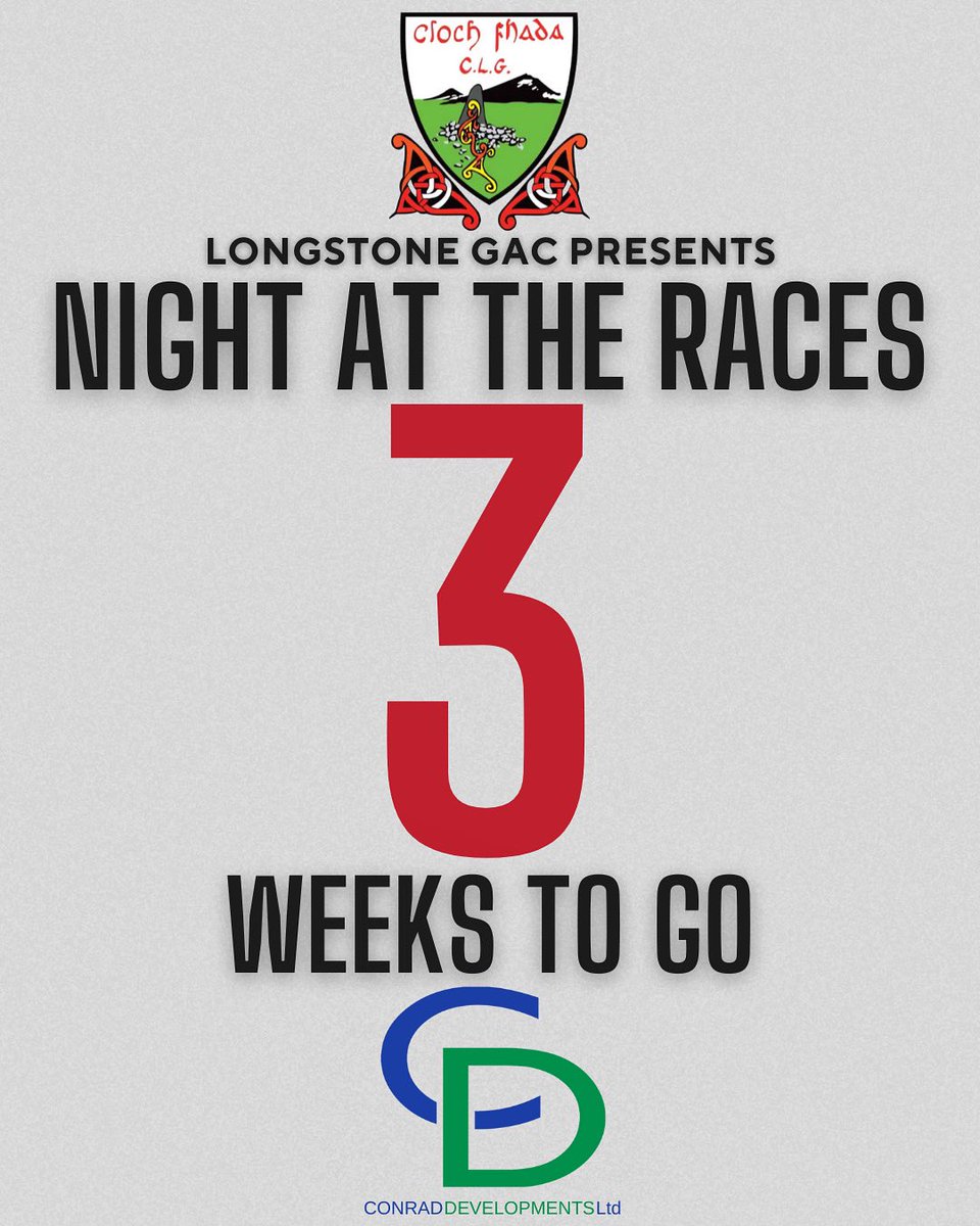 🚨3 WEEKS TO GO🚨 

Tickets are moving quick 💨 
Buses are filling up! 🚌

🎟General Admission tickets £30/£50/£75 can be got on our Klubfunder klubfunder.com/Clubs/Longston…

We still have a few spots for Sponsorship &amp; Advertising left 🪧

#NightAtTheRaces #LongstoneGAC