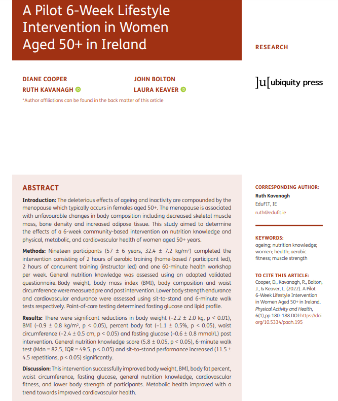 Hot off the press! 

'Women aged 50+ responded positively to a women-only community-based lifestyle education and physical activity intervention'

doi.org/10.5334/paah.1… 

@DrDianeCooper @laurakeaver @the__PAAH
