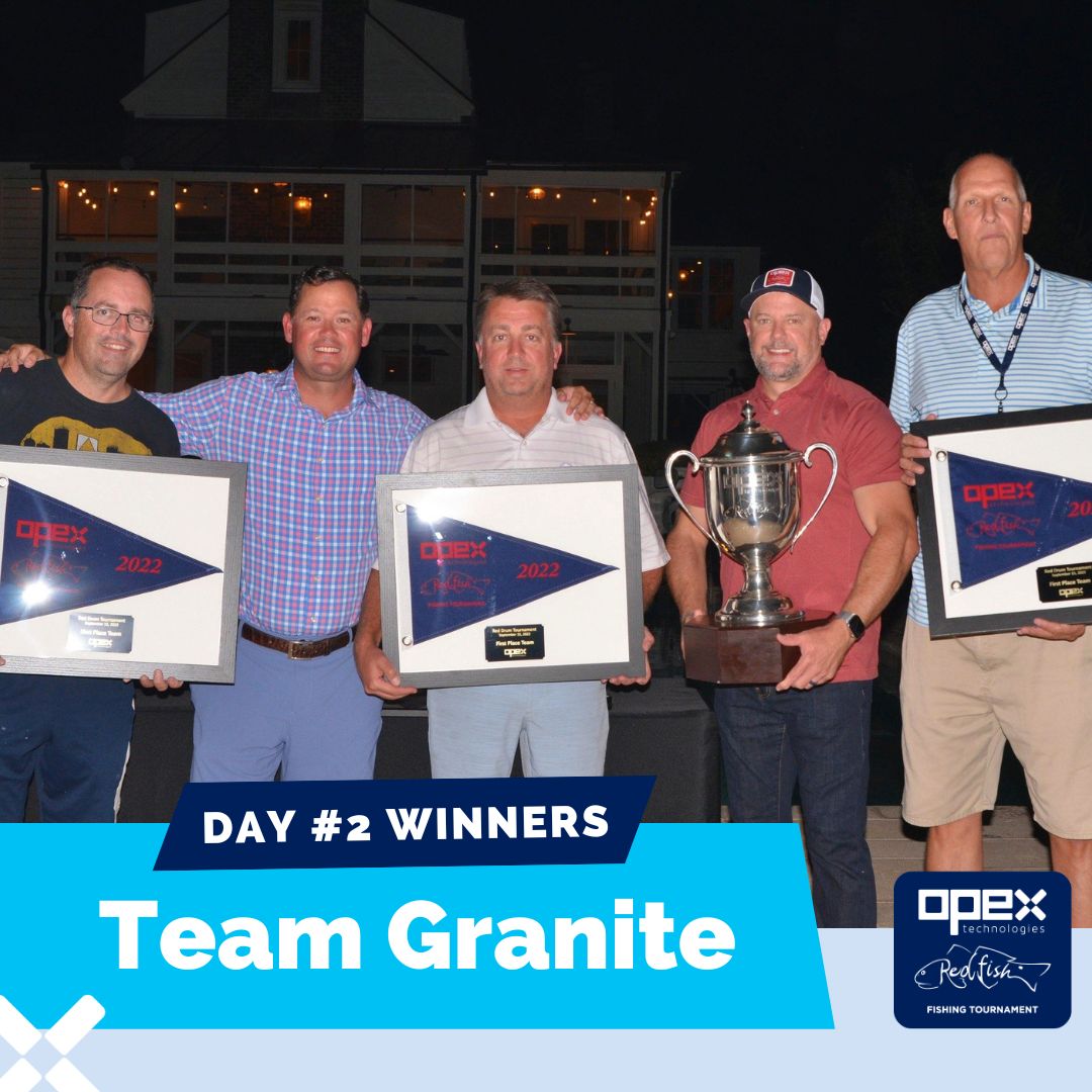 Exchanging stories after a day well-fished.

Shoutout to Day 2 winner, Team Granite - for getting their name on the Redfish Cup 👏 A big congrats to our 1st Place Angler Brandon M. - for catching the longest fish at 51 inches👏