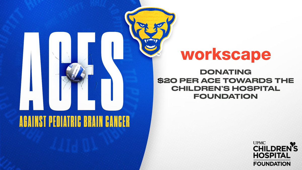 Pitt Volleyball (@pitt_vb) on Twitter photo This season, we’re partnering with <a href="/WorkscapeInc/">Workscape Inc.</a> to Ace out pediatric brain cancer!
#H2P This season, we’re partnering with <a href="/WorkscapeInc/">Workscape Inc.</a> to Ace out pediatric brain cancer!
#H2P