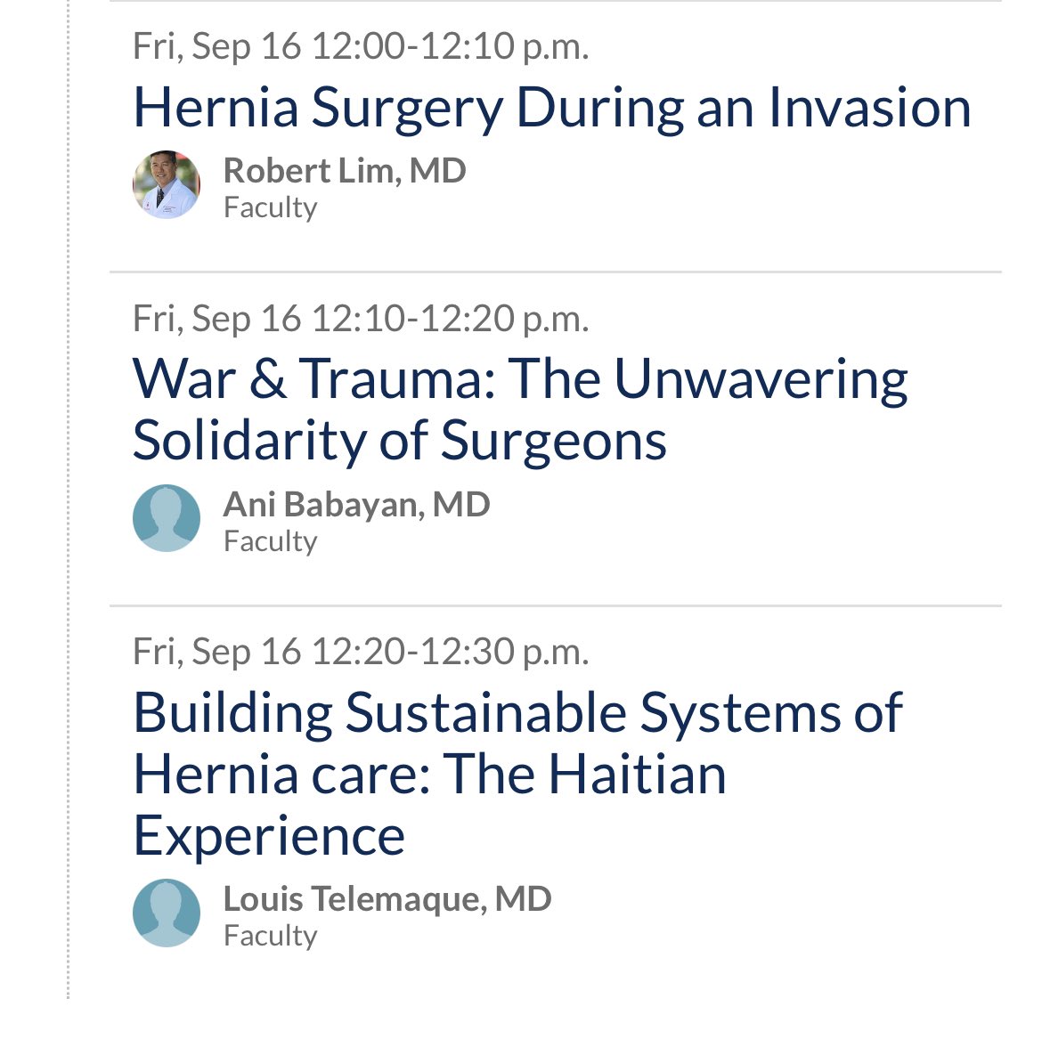 Herniadoc's tweet photo. It’s not often one gets chills during a surgical society meeting.
But that’s how I’m feel at the Humanitarian session of the @AmericanHernia meeting this year.
#AHS22 https://t.co/vo6yILY61L
