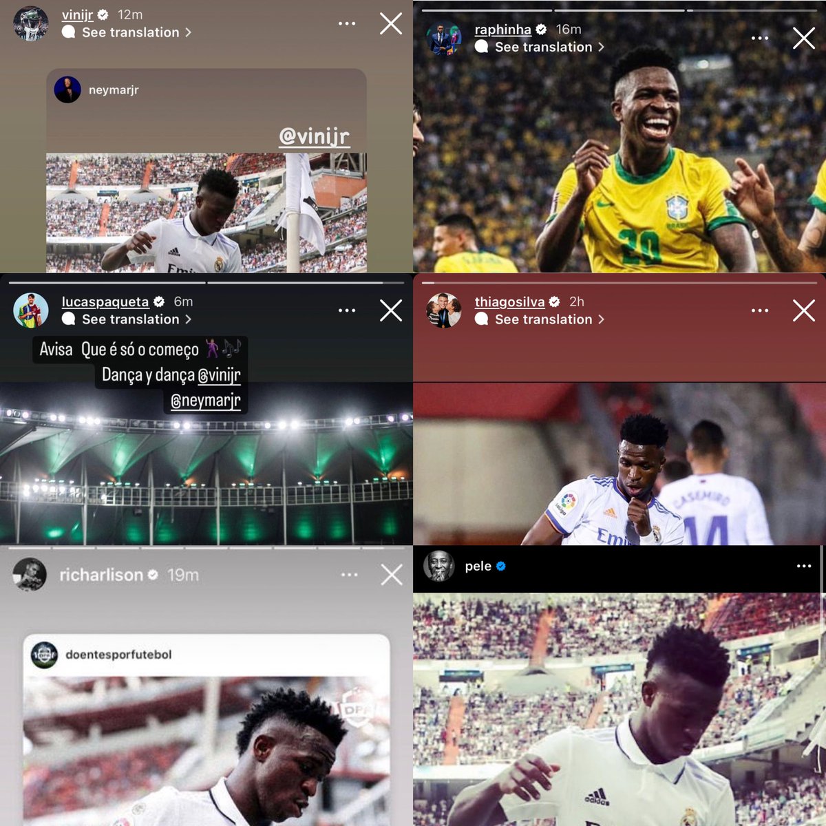 Que locura, todo brasil con Vini, hasta pelé #BailaViniJr