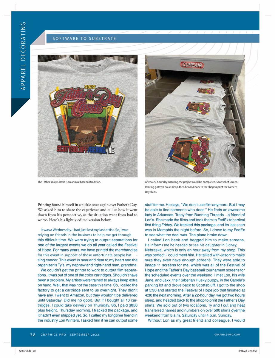 GraphicElephant's tweet photo. Graphics Pro Expo Charlotte is Rollin! Make sure to stop by & say hi. Sept Issue just dropped, check out this months article “Friends in Low Places”.
#GPX #GraphicsProExpo #ScreenPrinting #ScreenPrintingEducation #SoftwareToSubstrate #LonsArticles #GraphicsProMagazine @gp_expo https://t.co/rtCRHpYr3e