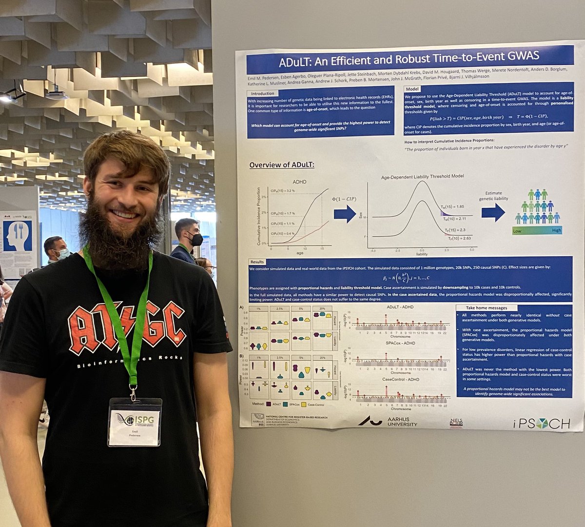An amazing poster by <a href="/EmilP94637497/">EmilP</a> at #WCPG2022 on “ADuLT: An Efficient and Robust Time-to-event GWAS”. We recently posted the preprint (medrxiv.org/content/10.110…)