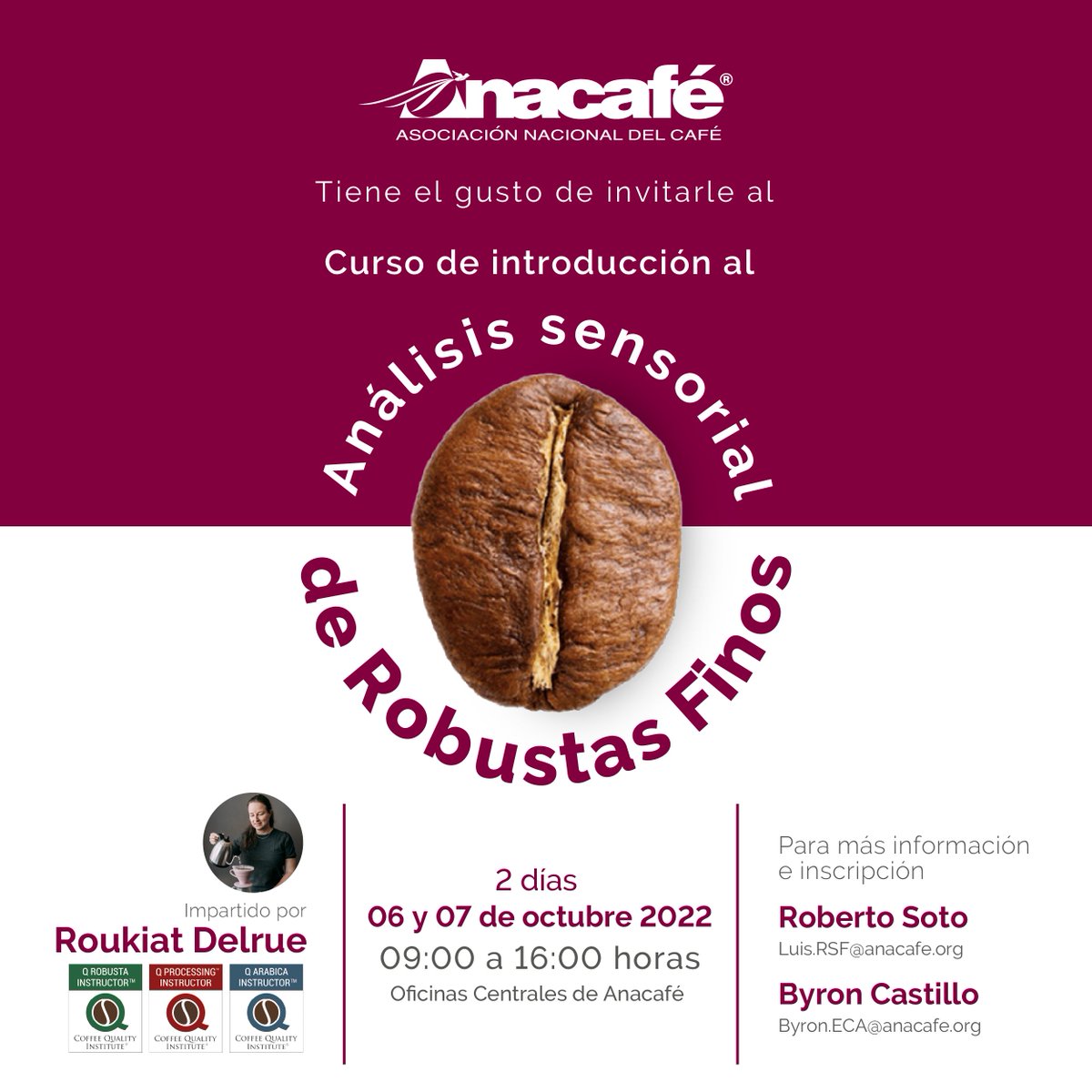 CafedeGuatemala's tweet image. #Capacitación | Anacafé tiene el gusto de invitarle al curso de introducción al Análisis sensorial de Robustas Finos, impartido por Roukiat Delrue.

ℹ️ Más información y contenido del curso: anacafe.org/curso-robustas…

📨 Luis.RSF@anacafe.org | Byron.ECA@anacafe.org

#robustacoffee