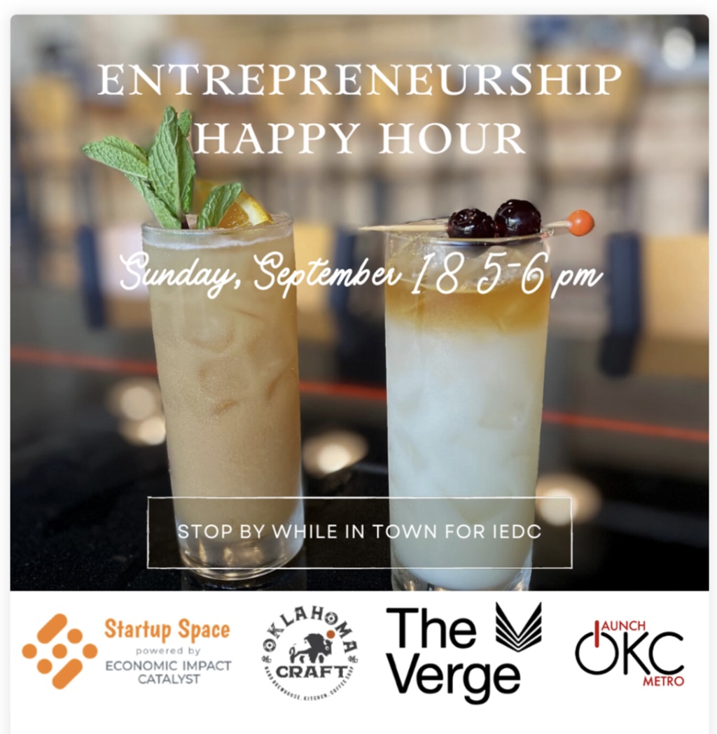 oklacraft's tweet photo. Entrepreneurship Happy Hour this Sunday! @LaunchOKCMetro
https://t.co/znRmJ5j9X3
#IEDC #OKC #OklahomaCraft #IEDCOKC https://t.co/sLlK0uTs3U