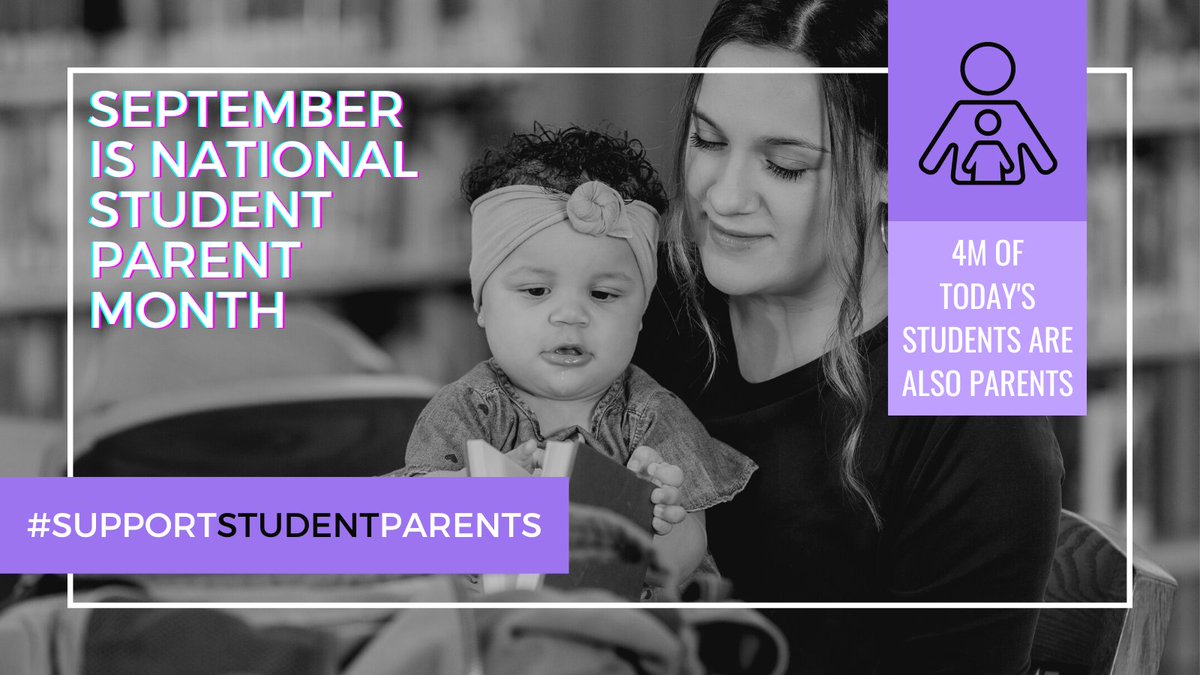 Happy #NationalStudentParentMonth to the 4 million caregivers who work extra hard to navigate structural barriers in #HigherEd. We celebrate their dedication and drive this month and always. #SupportStudentParents Share your student parent experience here: supportstudentparents.org