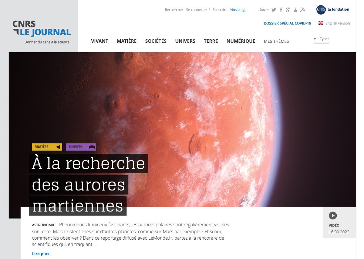 CNRSImages's tweet photo. #VIDEO Les aurores polaires existent-elles ailleurs que sur Terre ? Partez à la rencontre de scientifiques qui, en traquant des aurores martiennes, ont mis en évidence un autre phénomène encore jamais décrit sur Mars.
➡️ https://t.co/tP9P50Mb2o https://t.co/wYpxF3eP8v