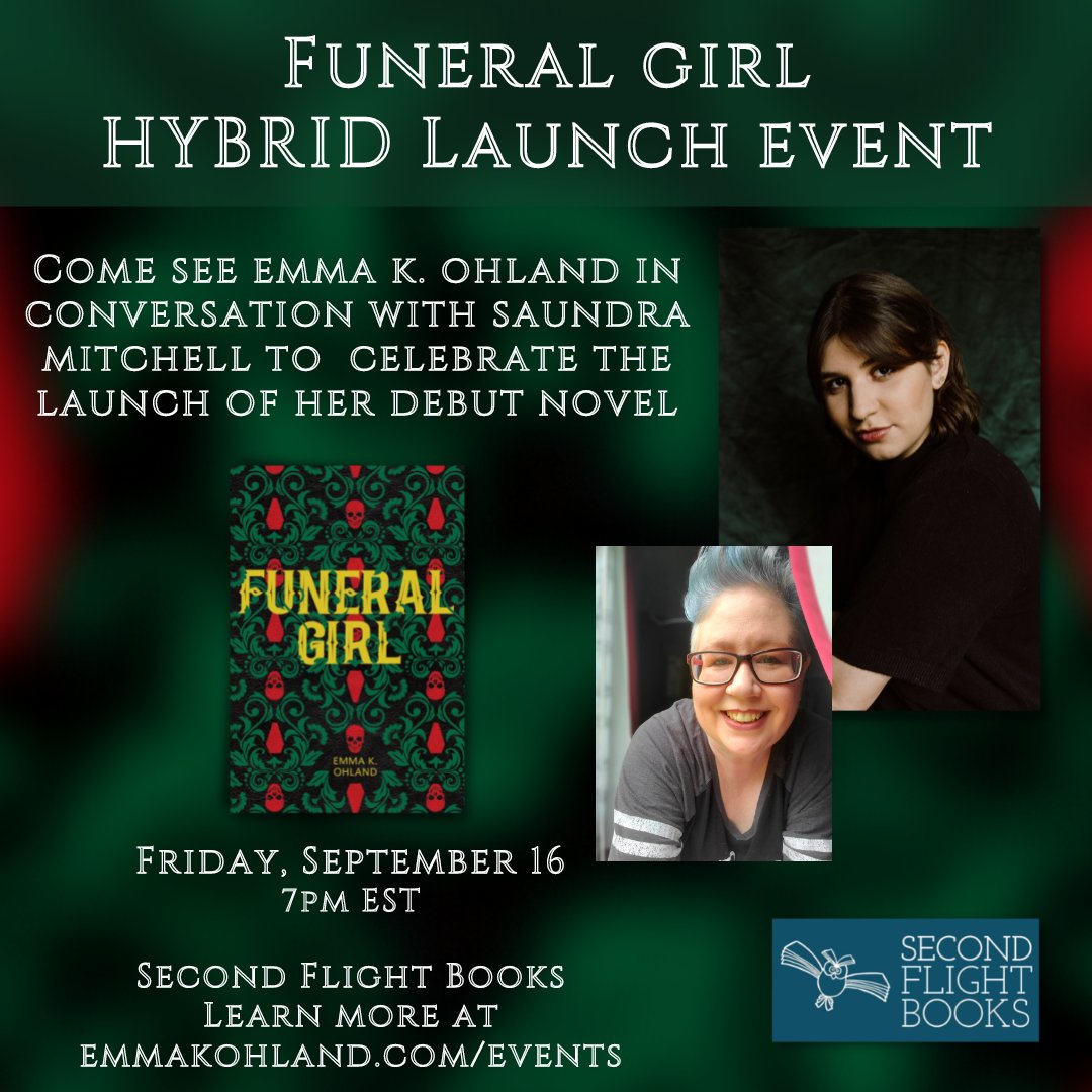 Tonight! Come through for two amazing YA authors celebrating Emma's debut book, Funeral Girl! Free to the public, but books will be available for sale.