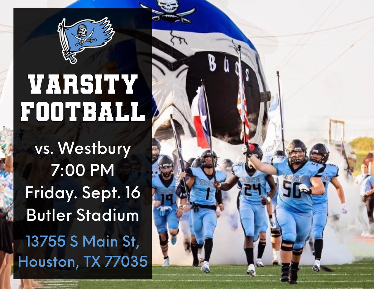 Come out &amp; support your Brazoswood Buccaneers as they take on Westbury at Butler Stadium! 

Ticket Link 🎟 gofan.co/app/events/644…