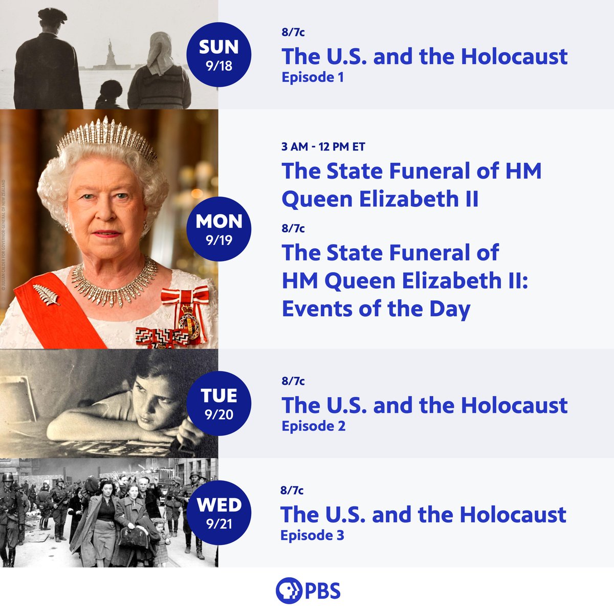 A small additional schedule change to note. Live coverage of the funeral for Her Majesty Queen Elizabeth II will now begin at 3AM ET, an hour earlier than previously shared.